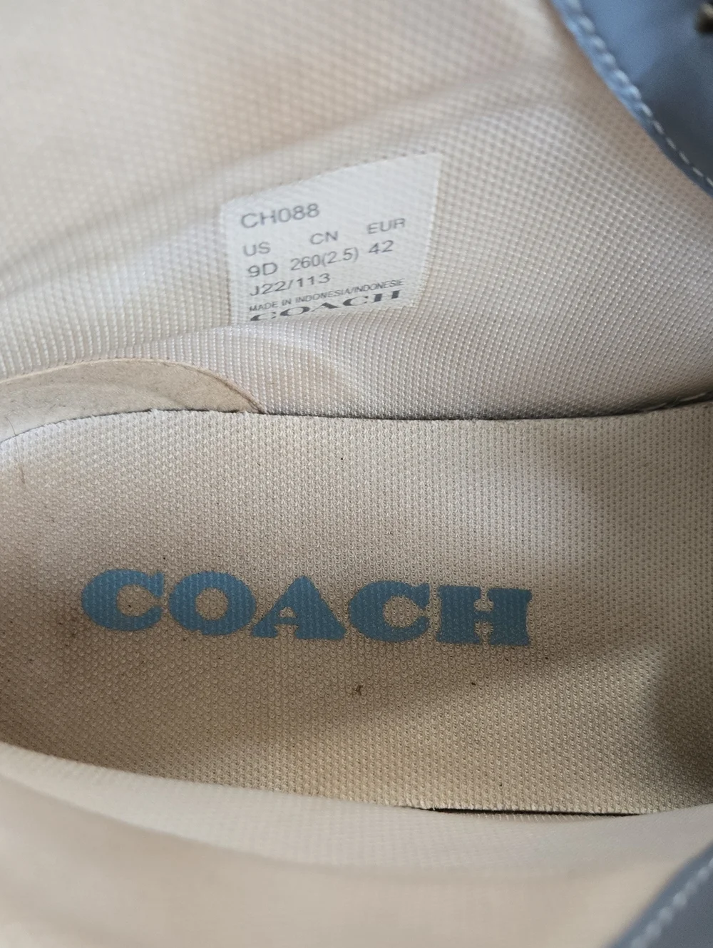 Coach Clip High Chambray Denim Blue High Top Signature-Pattern Sneakers